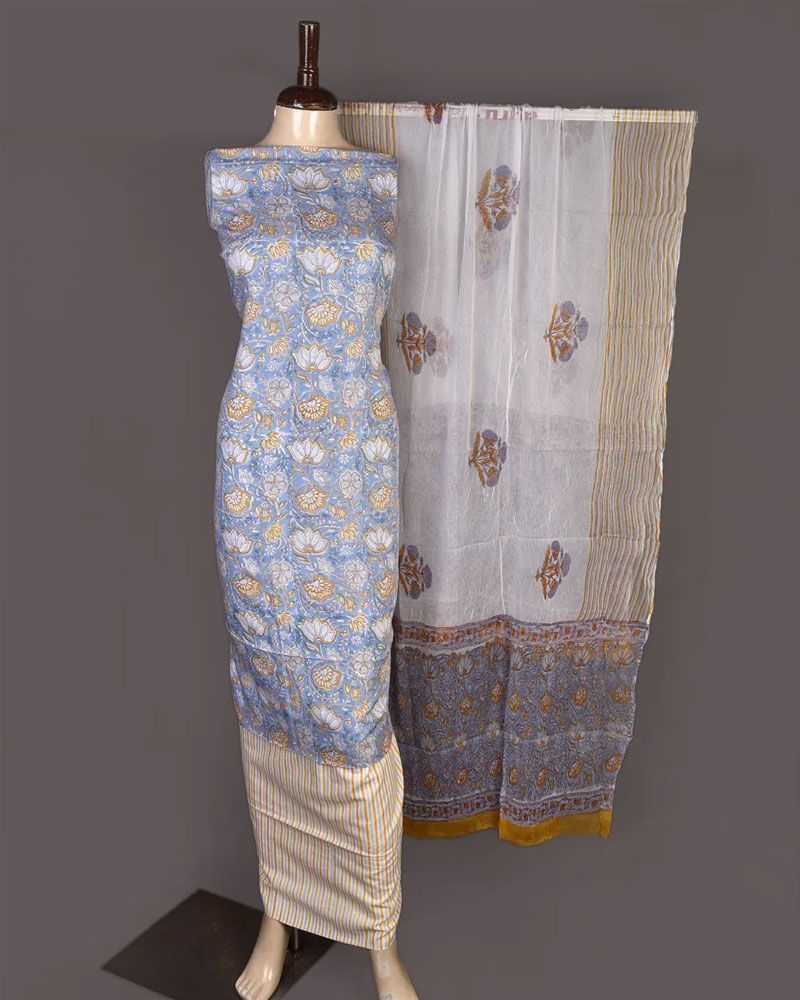 null- Jai Texart - Bagru - Jaipur- Sanganer. Hand Block printed Modal Ladies Dress Material Set