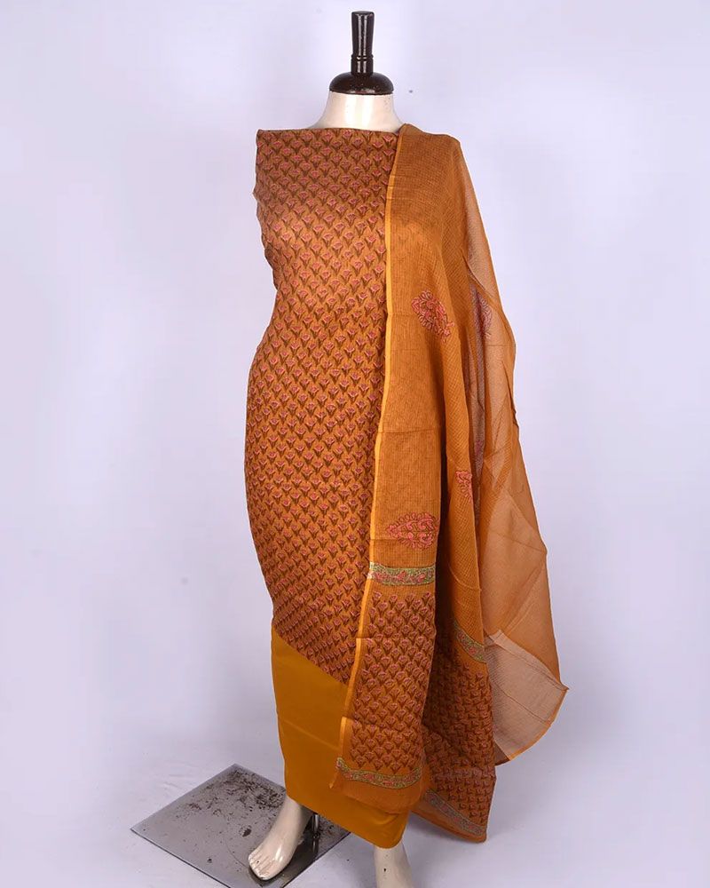 null- Jai Texart - Bagru - Jaipur- Sanganer. Hand Block printed Kota Doria Unstitch Dress Material Sets