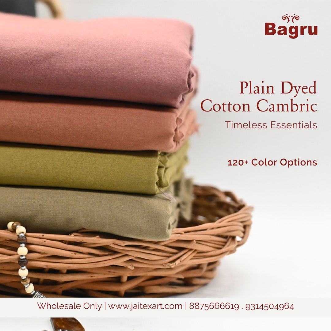 Solid Dyed Shrink freee colour fast cotton cambrics wholesaler and manufacturer.jpg - Jai Texart - Bagru - Jaipur- Sanganer. Hand Block printed textiles and apparels