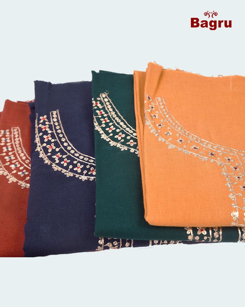 null- Jai Texart - Bagru - Jaipur- Sanganer. Hand Block printed Kurta - Embroidered Top Fabrics