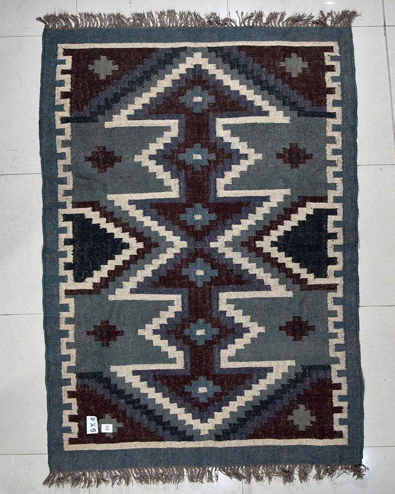 null- Jai Texart - Bagru - Jaipur- Sanganer. Hand Block printed Kilim Rugs
