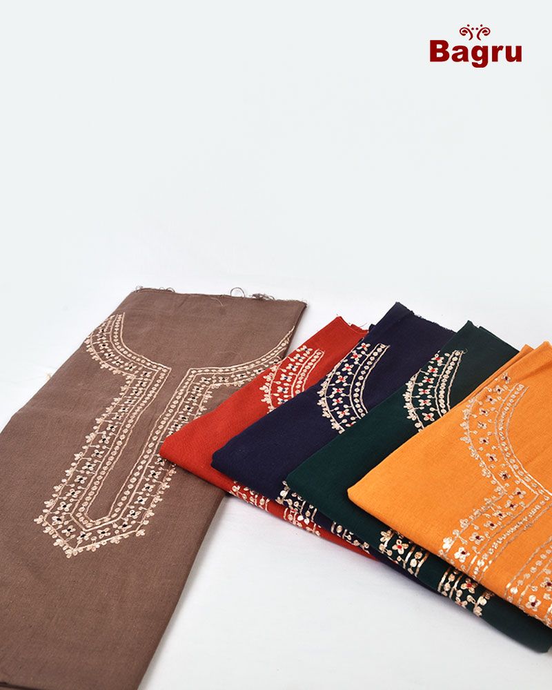null- Jai Texart - Bagru - Jaipur- Sanganer. Hand Block printed Kurta - Embroidered Top Fabrics