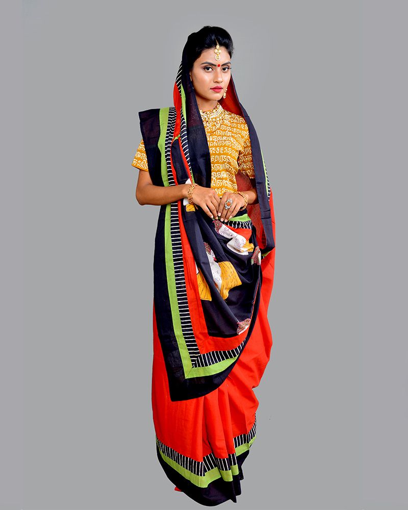 null- Jai Texart - Bagru - Jaipur- Sanganer. Hand Block printed Cotton Designer Block Printed Saree