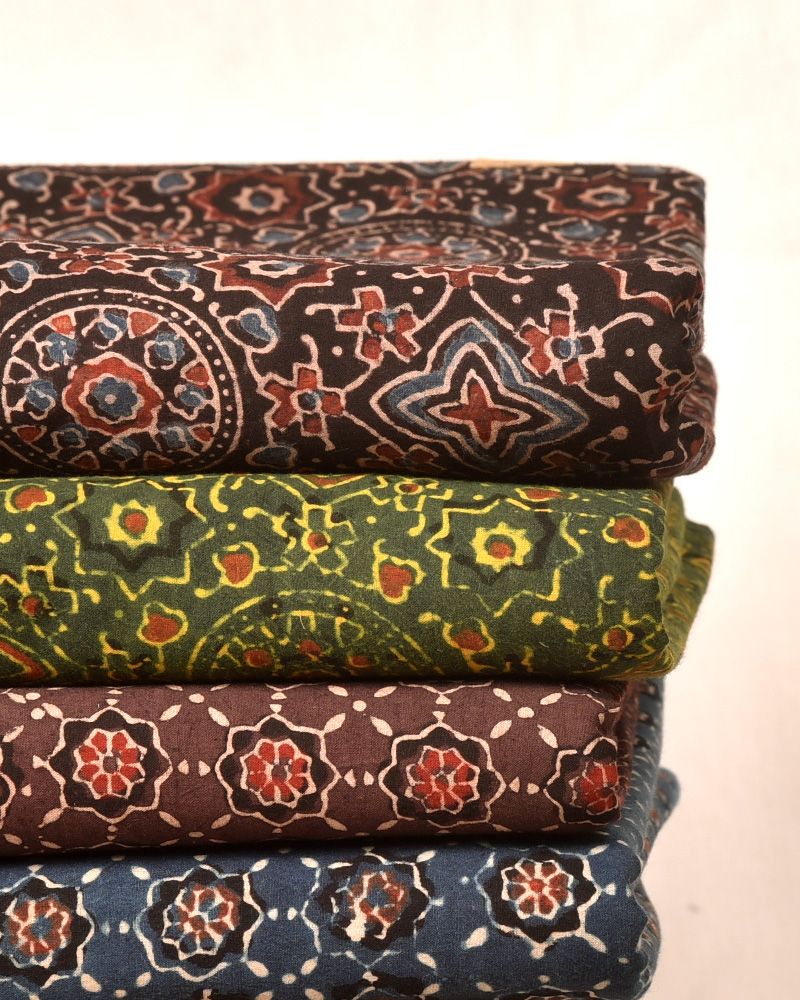 null- Jai Texart - Bagru - Jaipur- Sanganer. Hand Block printed Ajrakh Block Printed Fabrics