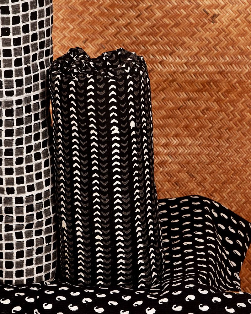 null- Jai Texart - Bagru - Jaipur- Sanganer. Hand Block printed Black and White Block Printed Fabrics