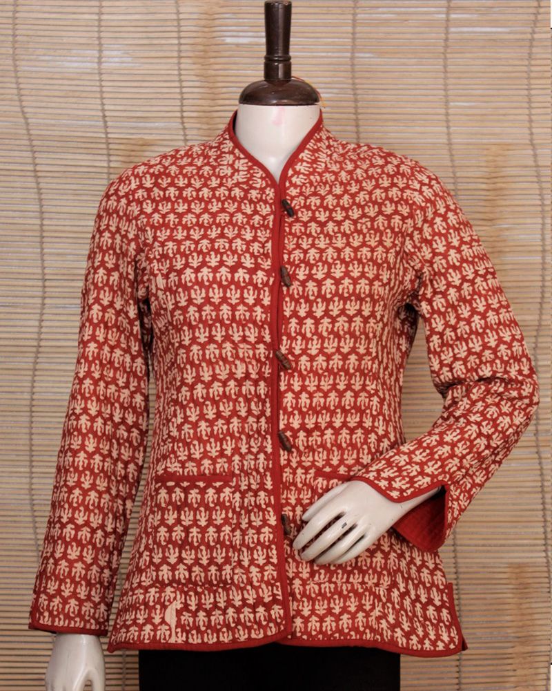 null- Jai Texart - Bagru - Jaipur- Sanganer. Hand Block printed Ladies Quilted Coat