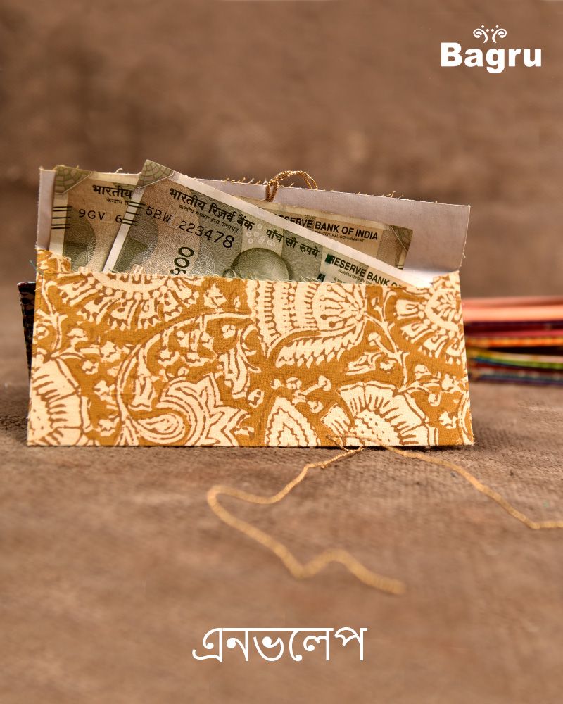 Natural dye Hand block printed envelopes by Wholesalers Manufacturers Exporter, Jai Texart for corporate festive gifting. Designed to suit your convenience with rich colour- Jai Texart - Bagru - Jaipur- Sanganer. Hand Block printed Envelope