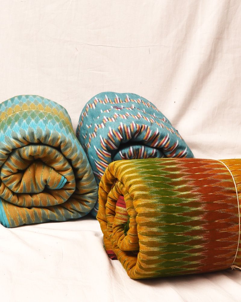 null- Jai Texart - Bagru - Jaipur- Sanganer. Hand Block printed Ikat Fabrics