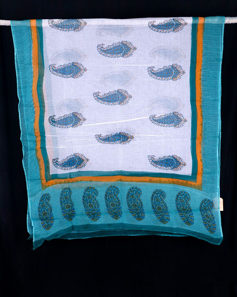 null- Jai Texart - Bagru - Jaipur- Sanganer. Hand Block printed Kota Doria Dupatta