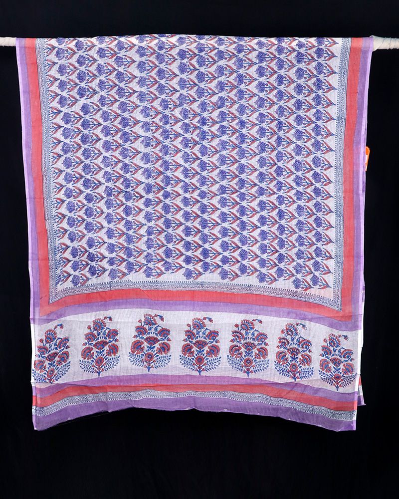 null- Jai Texart - Bagru - Jaipur- Sanganer. Hand Block printed Kota Doria Dupatta