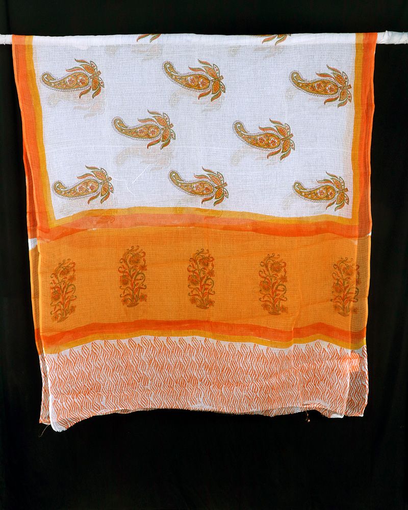 null- Jai Texart - Bagru - Jaipur- Sanganer. Hand Block printed Kota Doria Dupatta