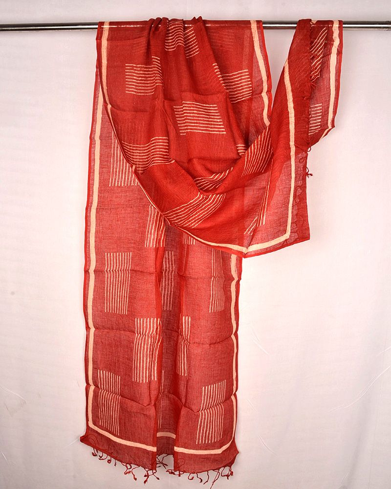 null- Jai Texart - Bagru - Jaipur- Sanganer. Hand Block printed Silk Dupatta