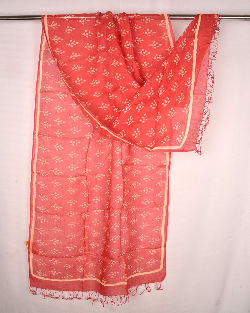 null- Jai Texart - Bagru - Jaipur- Sanganer. Hand Block printed Silk Dupatta