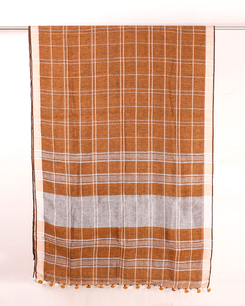 null- Jai Texart - Bagru - Jaipur- Sanganer. Hand Block printed Linen Block Printed Saree