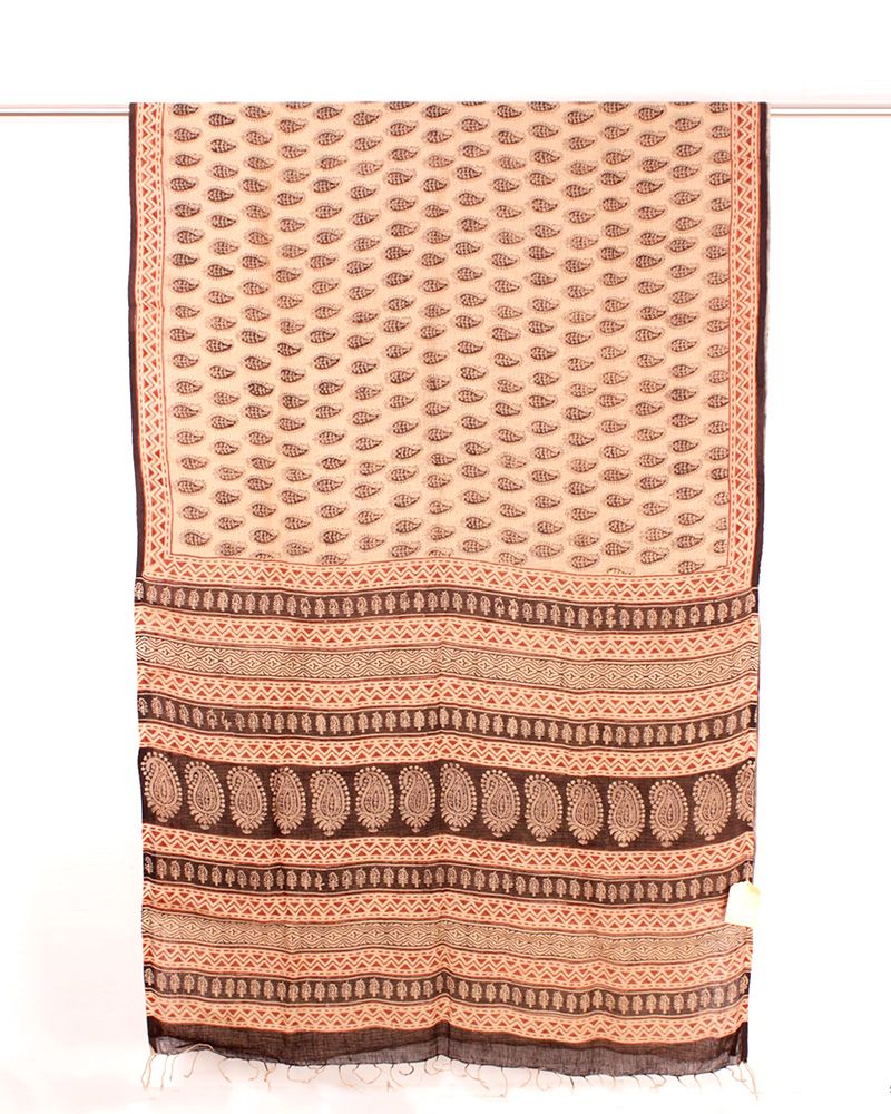 null- Jai Texart - Bagru - Jaipur- Sanganer. Hand Block printed Linen Block Printed Saree
