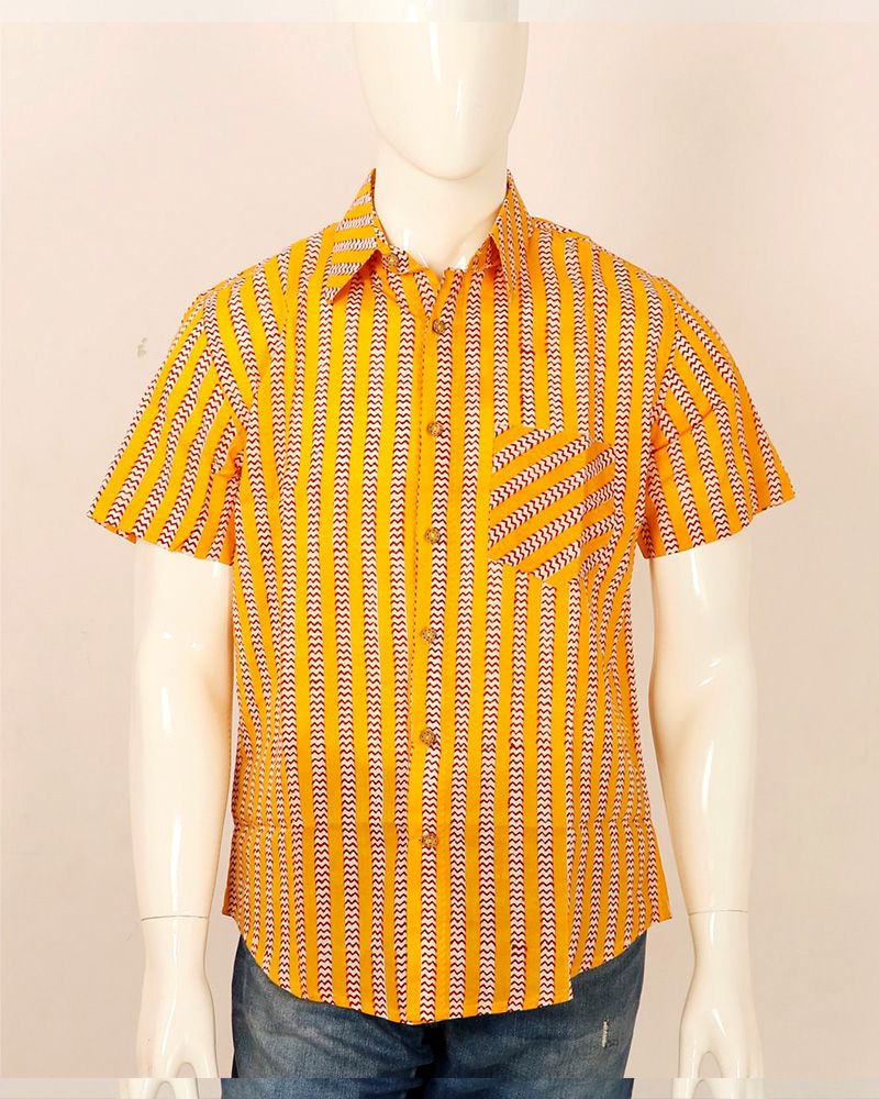 null- Jai Texart - Bagru - Jaipur- Sanganer. Hand Block printed Half Sleeve Shirts