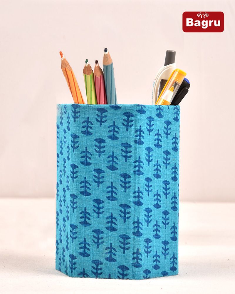 Sanganeri Hand block printed  pen stands with fine quality of cloth by Wholesalers Manufacturers Exporter, Jai Texart for corporate festive gifting.- Jai Texart - Bagru - Jaipur- Sanganer. Hand Block printed Pen Stand