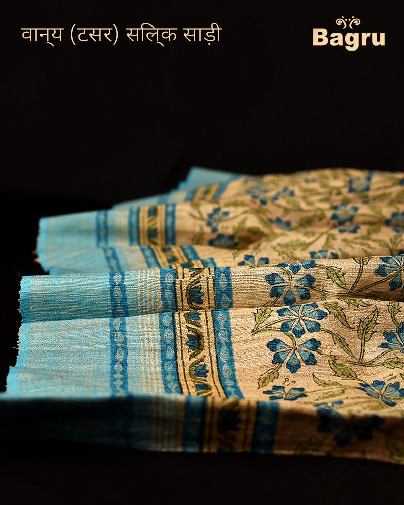 null- Jai Texart - Bagru - Jaipur- Sanganer. Hand Block printed Silk Block Printed Saree