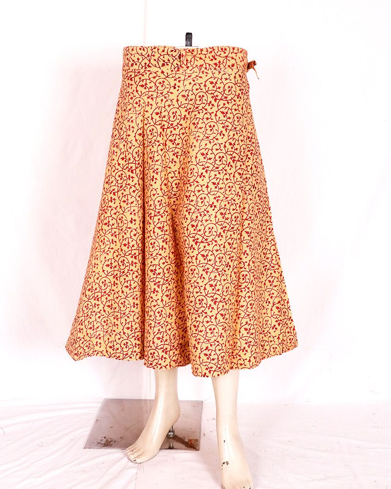 null- Jai Texart - Bagru - Jaipur- Sanganer. Hand Block printed Wrap Around Skirt